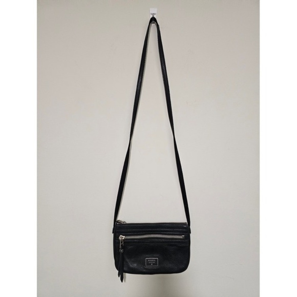 Fossil Dawson Crossbody Bag Small Black Pebbled Leather Issue No. 1954 Utility ~ - Picture 2 of 6